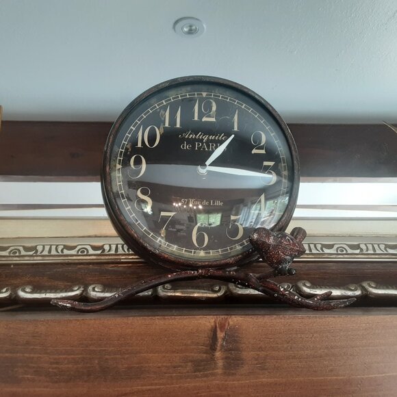 Other - Antique Style Rustic Cottage Mantle Table Clock. Bird